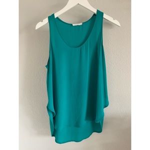 Lush Sheer Scoop Neck Sleeveless Blouse Tunic, Turquoise